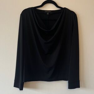 Banana Republic Black Draped Cowl Neck Long Sleeve Top